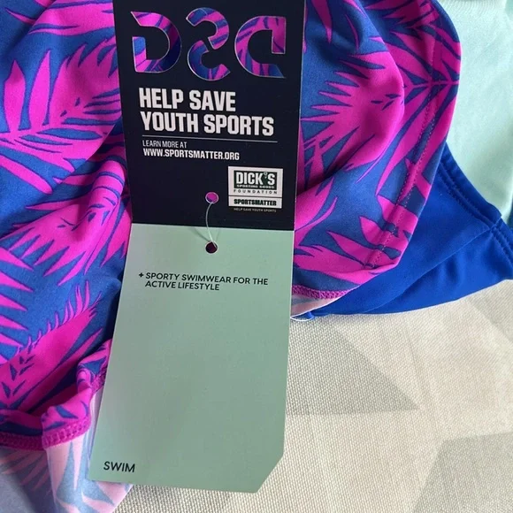 DSG Blue and Pink One Piece Swimwear Racerback - Picture 5 of 8